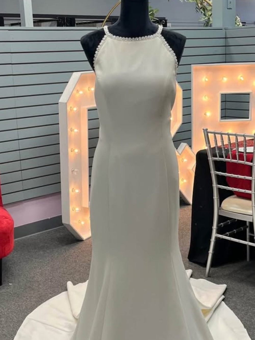 Allure Cream Beaded Halter Wedding Gown
